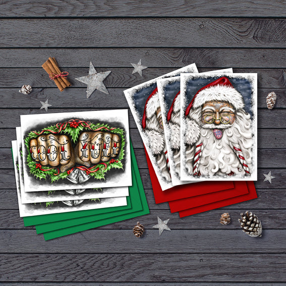 ddddddTattooed Santa & Cool Yule Knuckles Cards Box