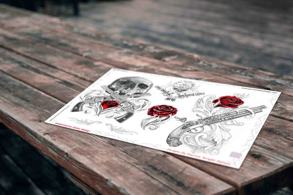 Roses, Pistols & Skulls Set