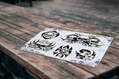 Skulls with Flowers