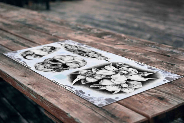 Skulls with Flowers